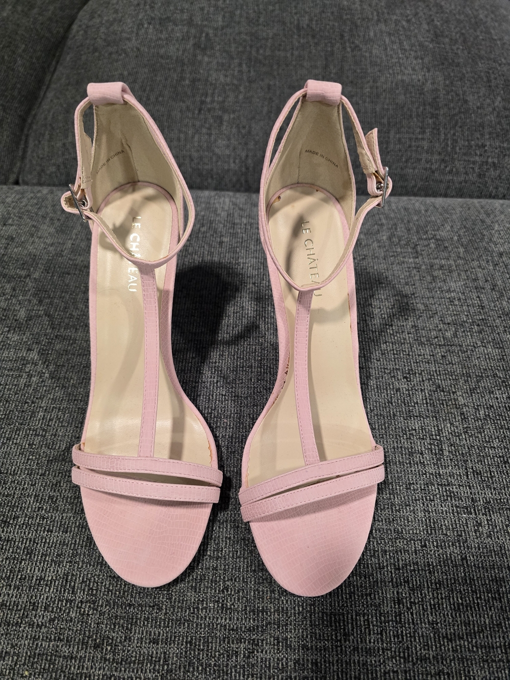 le chateau Blush Pink T-Strap Ankle Strap Heels